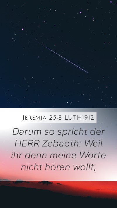 Jeremia 25:8 LUTH1912 Bible Verse Image