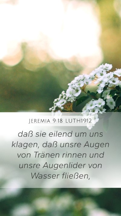 Jeremia 9:18 LUTH1912 Mobile Phone Wallpaper - daß sie eilend um uns klagen, daß unsre Augen - Mobile Bible Verse Wallpaper
