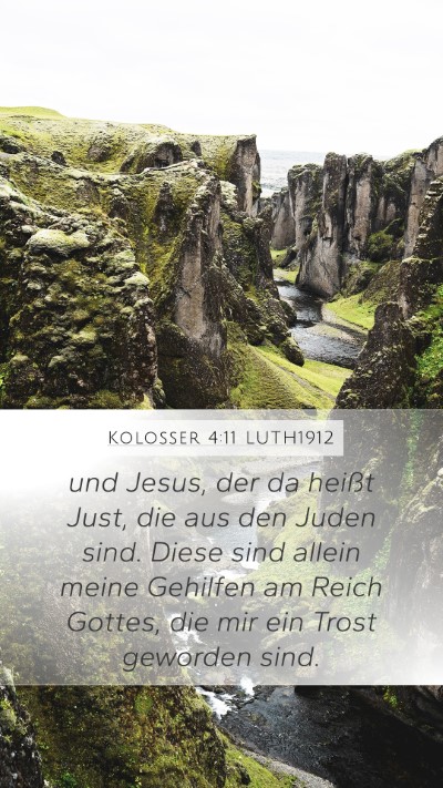 Kolosser 4:11 LUTH1912 Bible Verse Image