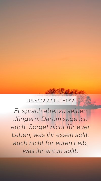 Lukas 12:22 LUTH1912 Bible Verse Image
