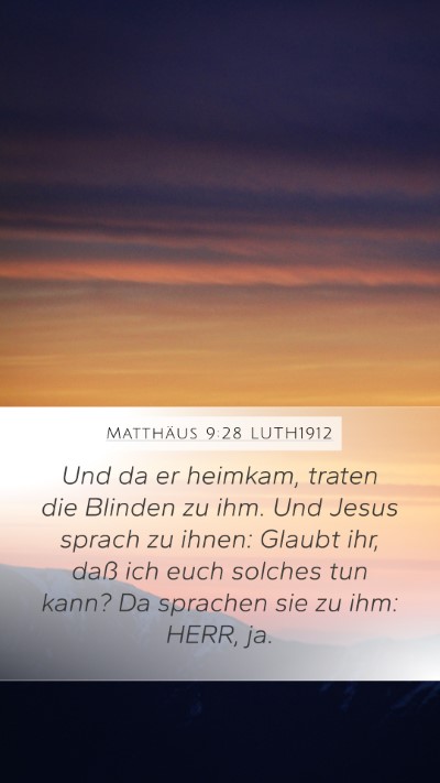 Matthäus 9:28 LUTH1912 Bible Verse Image