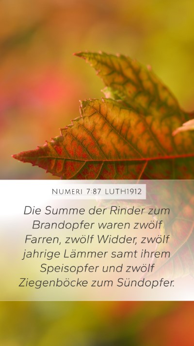Numeri 7:87 LUTH1912 Mobile Phone Wallpaper - Die Summe der Rinder zum Brandopfer waren zwölf - Mobile Bible Verse Wallpaper