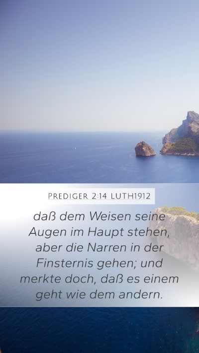 Prediger 2:14 LUTH1912 Mobile Phone Wallpaper - daß dem Weisen seine Augen im Haupt stehen, aber - Mobile Bible Verse Wallpaper