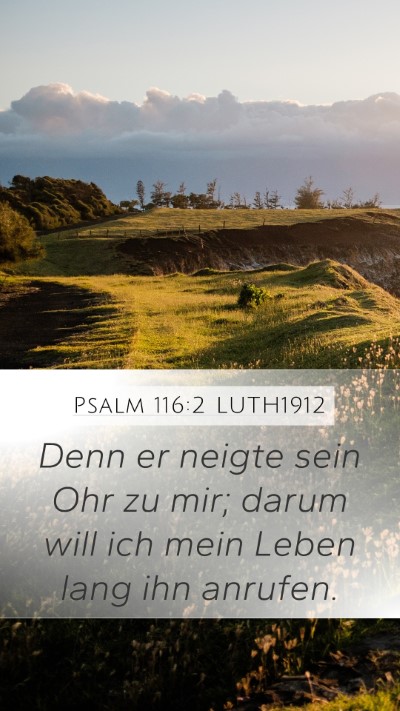 Psalm 116:2 LUTH1912 Bible Verse Image