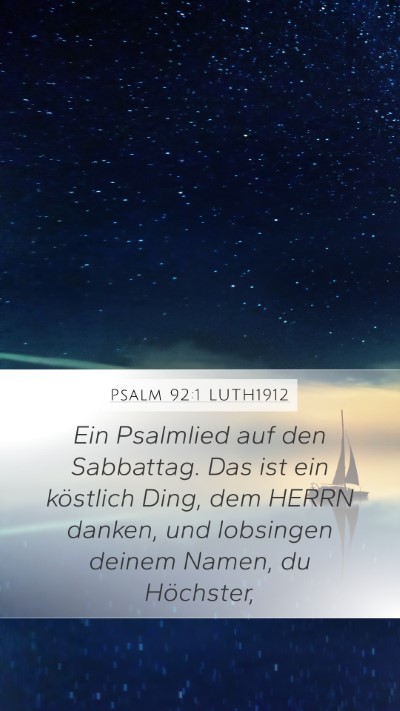 Psalm 92:1 LUTH1912 Bible Verse Image